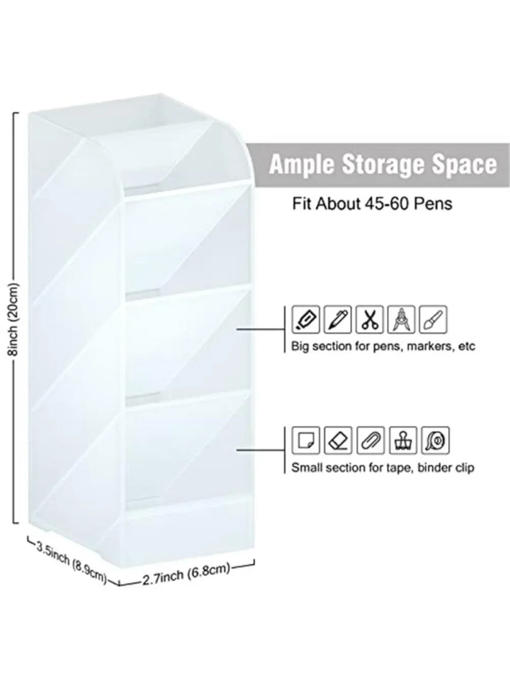 Asten Pen Holder, Pencil Holder for Desk, Pen Organizer (Clear, 3 Pack) |